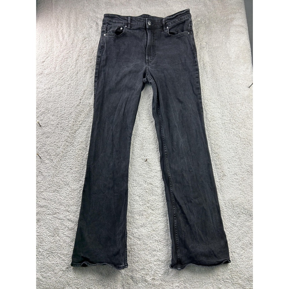 H&M Jeans Womens‎ 10 Black Gray Bootcut High Waist Denim Stretch Pants Casual